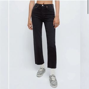 Re/Done NWT 70s Stovepipe Stretch High Rise Jeans Washed Noir size 27 💫